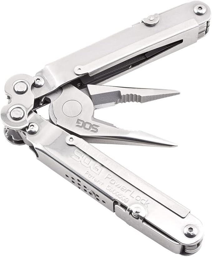 SOG Powerlock Heavy Duty 18 Multitool Pliers with Ballistic Nylon Sheath (Satin)