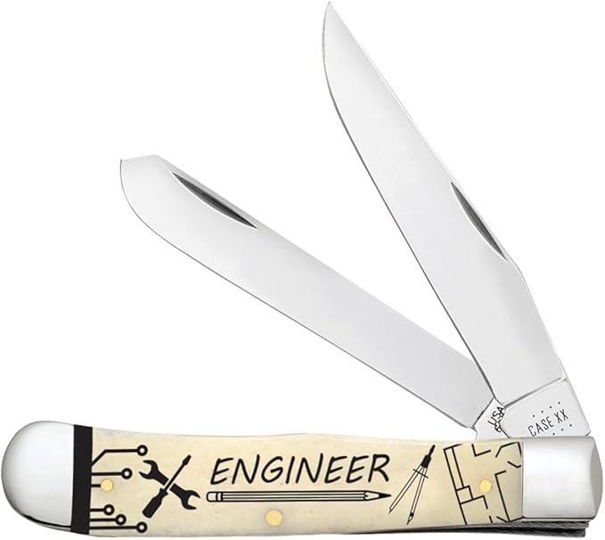 Case XX WR POCKET KNIFE ENGINEER NATURAL SMOOTH BONE TRAPPER 4 1/8 INCHES CLOSED ITEM #9100587