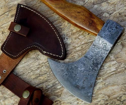 Axe Damascus Steel 15 Rose Wood Handle Axe/Hand Forged Woodsman Axe
