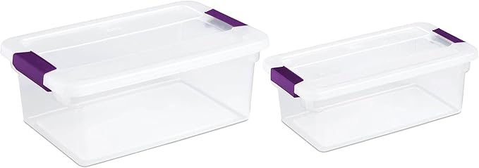 Sterilite 15 Quart Clear Plastic Storage Container Tote 12 Pack and 6 Quart Clear Plastic Storage Container Bins 12 Pack with Lids for Organization