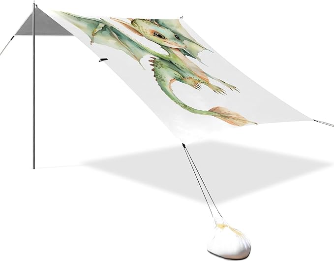 ALAZA Baby Dragon Flying Beach Tent Sun Shelter UPF50+ Protection Beach Shade Canopy w/ 4 Sandbags for Outdoor Camping Fishing Backyard Fun Picnic 10x9 ft