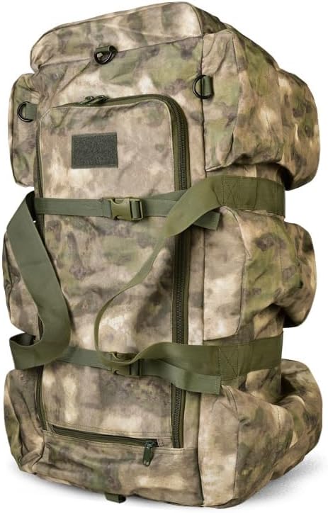 Tactical Backpack Military Molle Hiking 56-75L Outdoor tactical shoulder double shoulder duffel bag ruins green camouflage