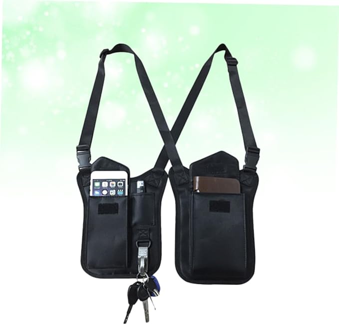 Armpit Bag Nylon Multi-purpose Concealed Underarm Shoulder Pack for Men and Women -theft Design Three Pockets Material for Travel and Daily Use Black