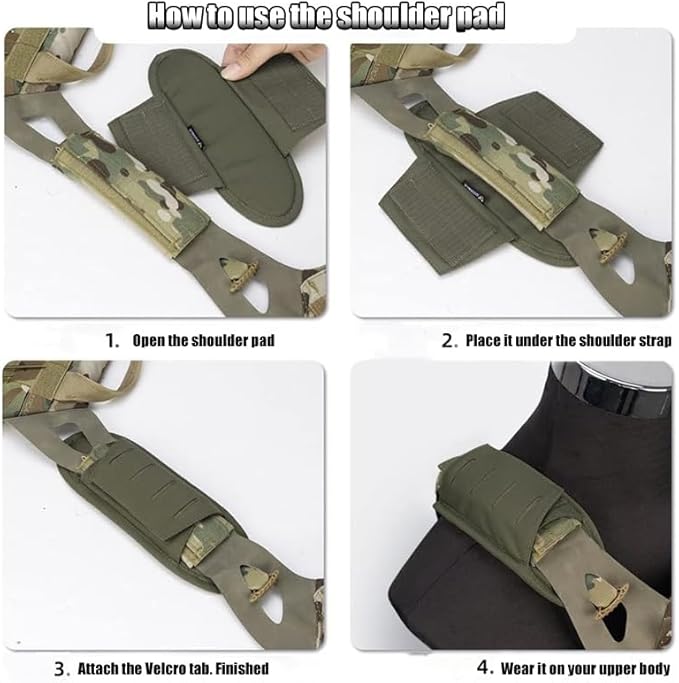 2 Pack Tactical Shoulder Pads Vest Universal Removable Protection Pad for Backpack Shoulder Strap Outdoor Traveling Bags