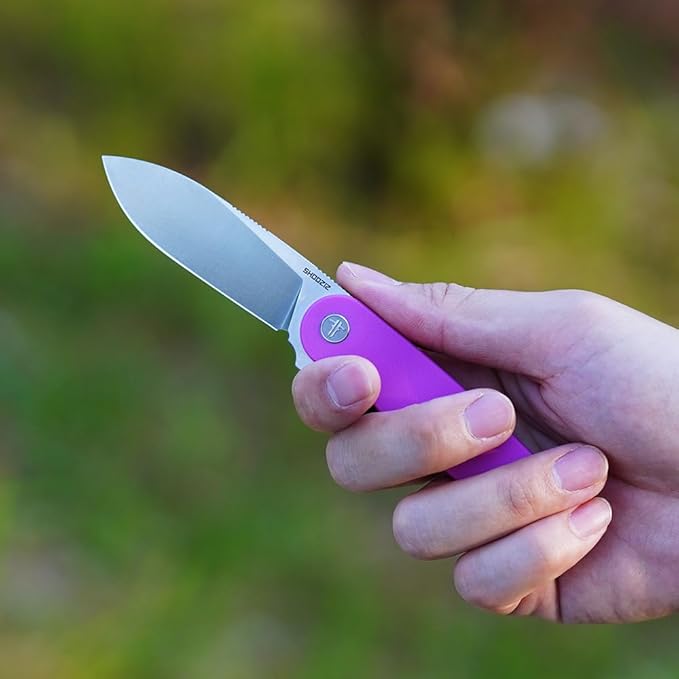 Small EDC Folding Pocket Knife for Woman - 2.59 Mini D2 Steel Satin Blade G10 Handle with Clip Classic Design for Outdoor Camping Hiking &amp Everyday Carry Man. Han309-PinkGS