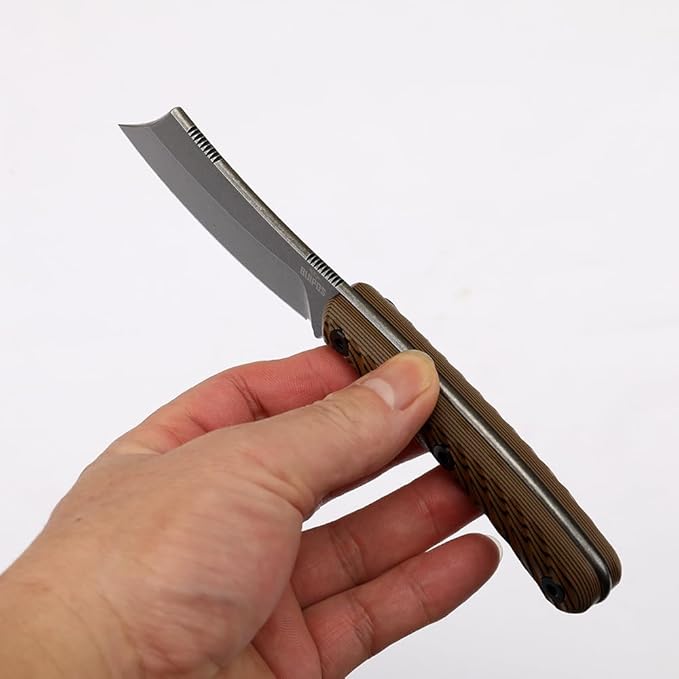 3.3 Inch DC53 Fixed Blade Outdoor Camping Straight Knife with Kydex Sheath Gift for Men (Yellow handle black blade)