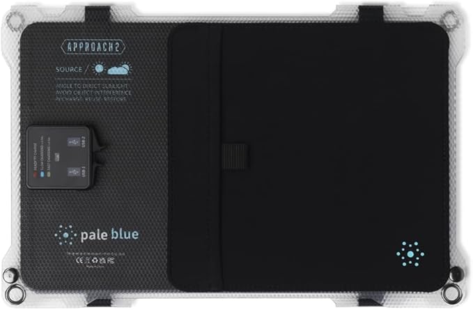 Paleblue Approach 2 Portable Solar Panel Charger – 21 Watts – Triple Panel Foldable Solar Charger with Dual USB Ports Grip Cords &amp Stash Sleeve - Camping Hiking Backpacking &amp Off-Grid Outdo