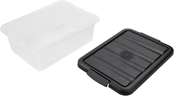 Teyyvn 14 L Clear Storage Box 2-Pack Plastic Storage Bin with Black Lid