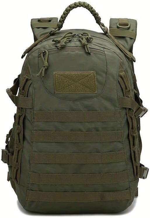 9.25gal Men'S Tactical Backpack - Durable Polyester Sports Bag with Multiple Compartments for Camping Hiking &amp Safari Olive Green Zip Closure Independence Day &amp Easter Gift Idea Camping B