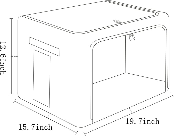 FHSQX 2 Pack Clothes Storage Bins Stackable Metal Frame Storage Box Large Capacity Foldable Linen Fabric Box Organizer with Carrying Handles and Clear Window (Light Gray 19.7x 15.7x 12.6 Inch)