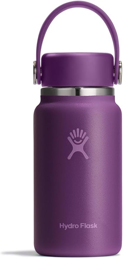 Hydro Flask Micro Bottle - Leak Proof Purse or Pocket Flask - Insulated Mini Water Bottle 6.7 Oz Beachplum Purple