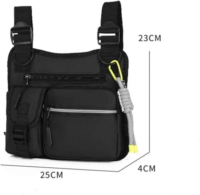 Adjustable Zipper Multi-Functional Tactical Chest Bag Chest Bag for Men for Hiking Fitness Outdoor (Black)