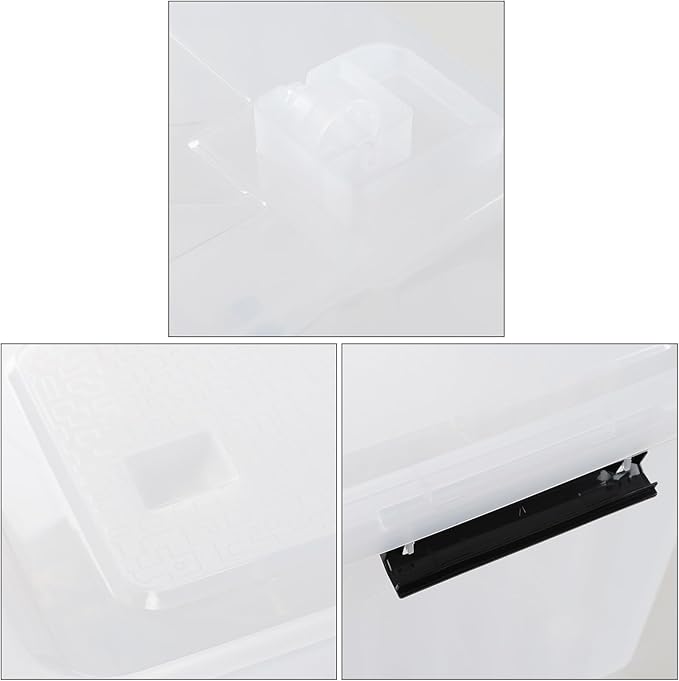 4-Pack 50 Quart Plastic Storage Bin Box Organizing Container with Lid and Secure Latching Buckles Stackable Wheeled Box Clear