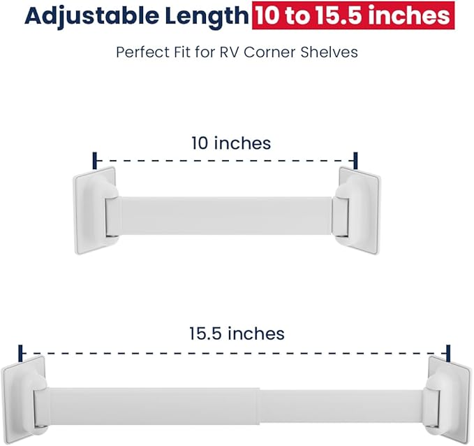 Safoner Adjustable RV Shower Corner Storage Bar- Durable Aluminum RV Corner Caddy for Shower Organization- Perfect for Travel Trailer Camper Inside Storage and Organization- 2 Packs