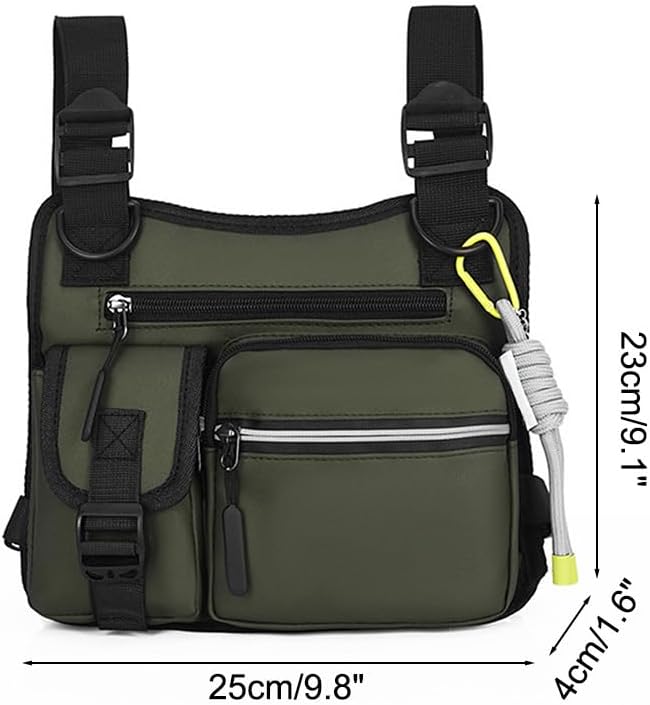 Tactical Chest Bag Running Vest Backpack with Reflective Zipper Tape Waterproof Sports Chest Pack for Hiking Cycling Hunting Fishing Travelling