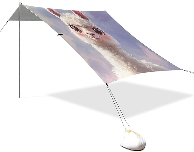 ALAZA Cute Llama Carttoon Beach Tent Sun Shelter Portable Canopy Sunshade for Outdoor Camping Picnics Backyard Fun 10x9 ft