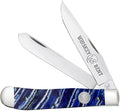 WHISKEY BENT HAT CO. Traditional Trapper Folding Pocket Knife 4.125 Closed Length 440C Stainless Steel Blades (Blue Mammoth)