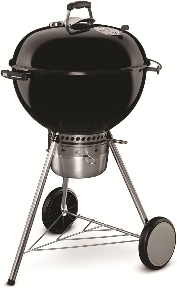 Weber Master-Touch Charcoal Grill 22-Inch Black – Premium Outdoor BBQ Grill with Tuck-Away Lid Holder &amp One‑Touch™ Cleaning System Porcelain‑Enameled Kettle