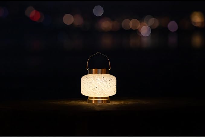 Allsop Home and Garden Solar Boaters Lantern Square Handblown Glass with Solar Panel and LED Light Weather-Resistant for Outdoor Deck Patio Garden Square/White 1-Count