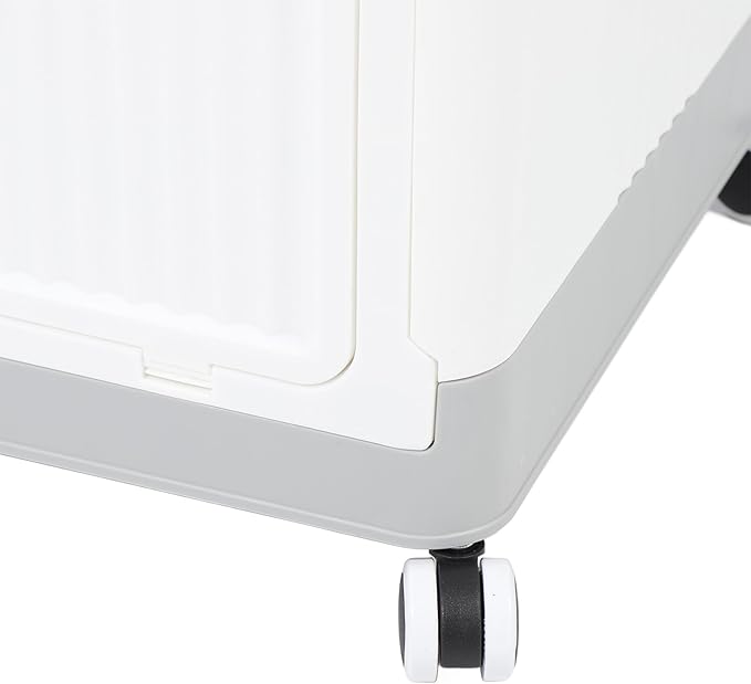 Foldable Storage Bin with Lid Wheels Stackable Rolling Utility Storage Container with Handle Clothes Books Snack Shoe Grocery Collapsible Bins with Lids (L (71x50cm/28x19.7in))