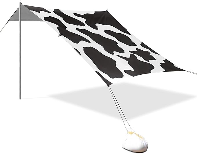 ALAZA Black White Cow Print Pattern Beach Tent Sun Shelter Portable Canopy Sunshade for Outdoor Camping Picnics Backyard Fun 10x9 ft
