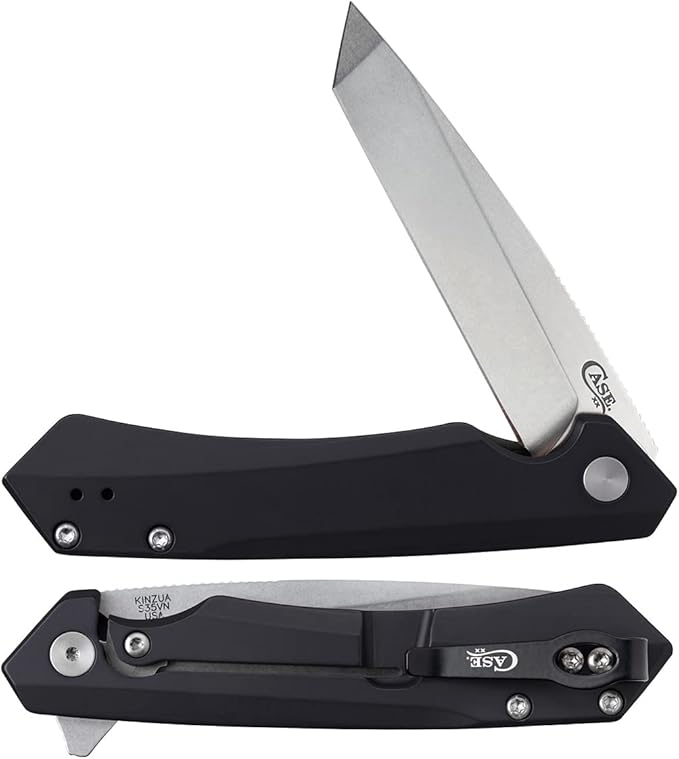 Case XX WR Pocket Knife Kinzua EDC S35VN Tanto Blade Black Anodized Aluminum Handle W/Clip #64665 (KINZUA) 4 3/4 Inches Closed