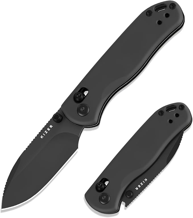 Kizer Drop Bear 2 Pocket Knife 2.84 Nitro-V Drop Point Blade Folding Knife with Gray Aluminum Handle Clutch Lock EDC Knives with Jimping on Spine for Men Women V3619.2KD2