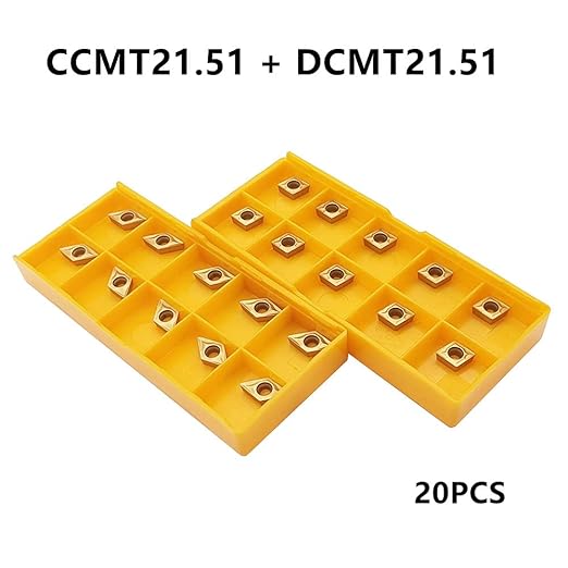 CCMT21.51 CCMT060204 DCMT21.51 DCMT070204 Carbide Turning InsertsCCMT Insert DCMT Insert Mutilayer Coated Lathe Replacement Inserts for Lathe Turning Tool Holder Boring Bar20 Pieces