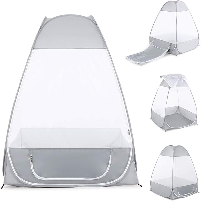 Single Outdoor Net Shelter for Camping Quick Folding Tent for Yoga Portable Tent Gray