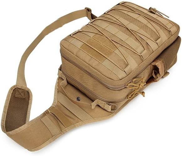 Outdoor Sports Hiking Sling Bag Shoulder Pack Camouflage Tactical Molle Chest Bag - Tan