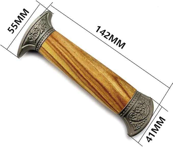 1PC Wooden Knife Handle with Steel Knife Finger Guard Protector Fits for Kitchen Knives Blank Knife Grip Replacement