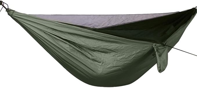 Portable Hammock Standhammock FrameElasticated Automatic Quick-open Ultra-light Nylon with Mosquito Net Hammock Suitable for Travelling and Camping(Army Green)
