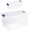 Sterilite 66 Quart (6 Pack) and 6 Quart (12 Pack) Totes Clear Plastic Stackable Storage Containers with Latching Lids for Home Organization