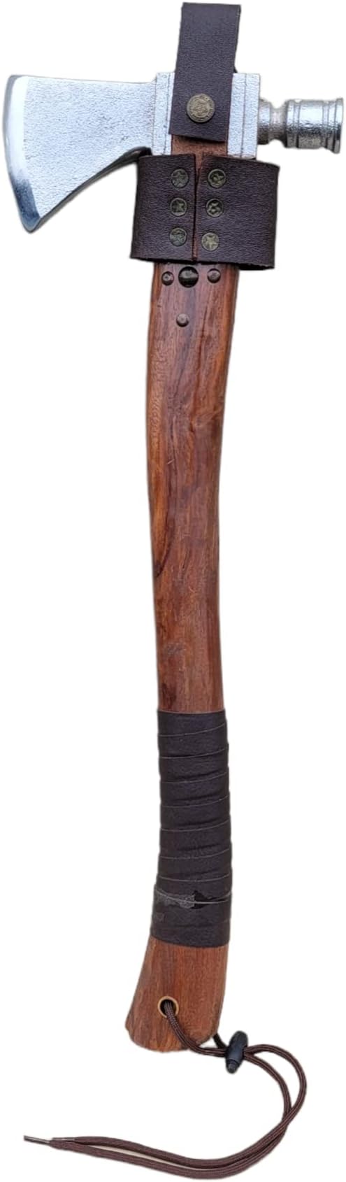 Forged Steel Norse Viking Axe Polished Hardwood Camping Hammer Leather Belt Loop