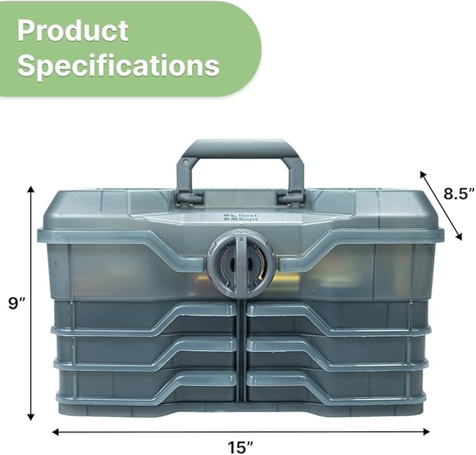 Best Kept | Portable Cosmetic Organizer with Compartments | Makeup Organizer Box For Vanity | Skin Care | Jewelry | Cosmetic Train Case | Hair &amp Grooming Storage Case | Dark Grey
