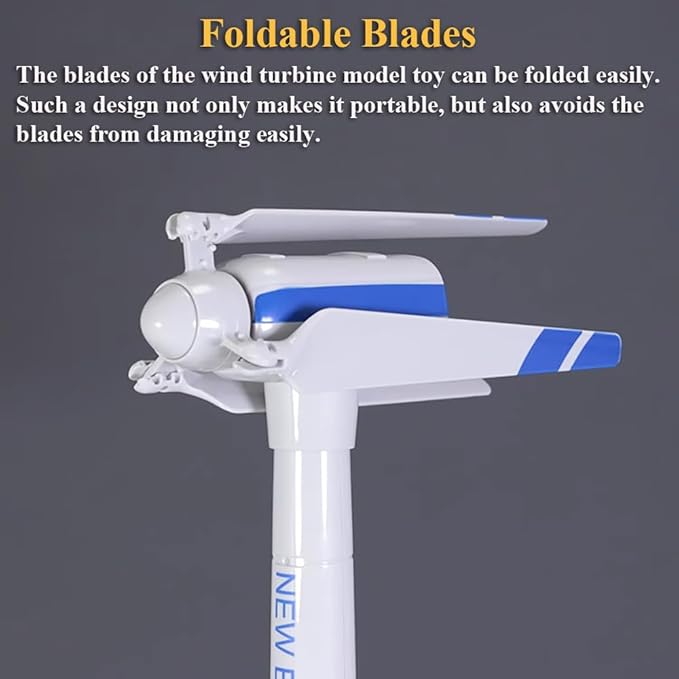 Wind Turbine Model 21.65 Inch Large Size Generator Windmill Toy Science Kit STEM Experiment With Wind-up Rotatable Blades