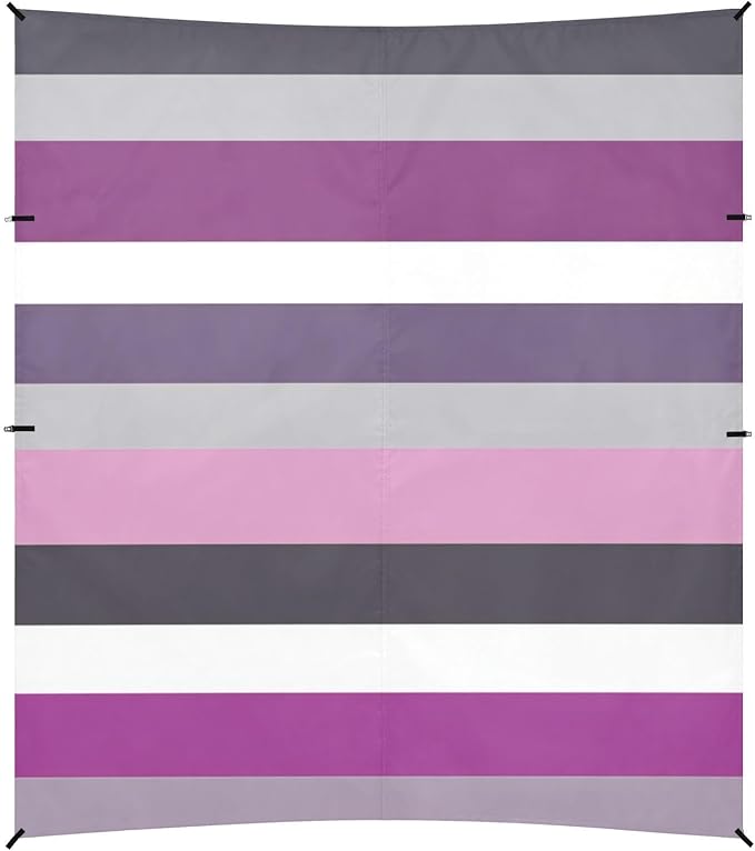 ALAZA Gray and Purple Striped Beach Tent Sun Shelter Portable Canopy Sunshade for Outdoor Camping Picnics Backyard Fun 10x9 ft