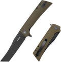 XUN112-GMB Folding EDC Knife with Flipper Open3.55 Inch D2 Steel PVD Tanto Plain Edge BladeMicarta with ClipEveryday Carry Pocket Knife for Men/Women