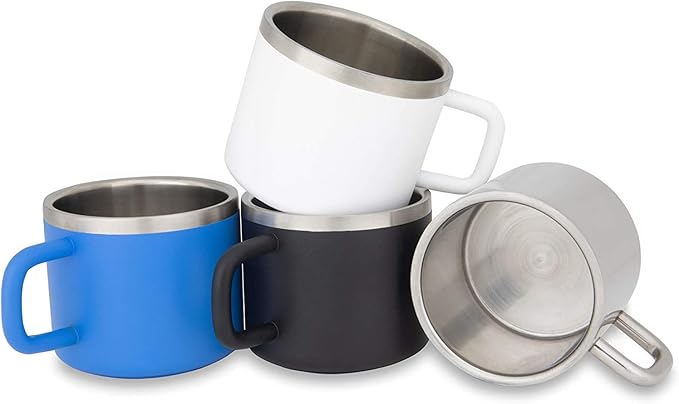 Real Deal Steel Little Sipper 3 oz Insulated Espresso Cups - Premium Double Wall Set of 4 Demitasse