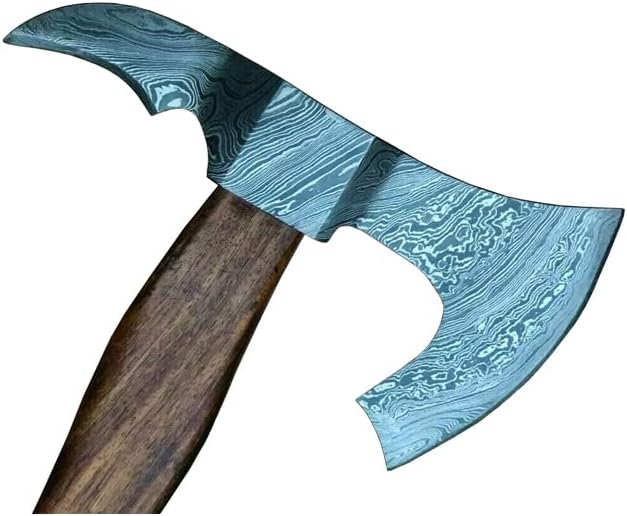 Handmade Damascus Axe – Custom Forged High Damascus Steel Axe for Camping Bushcraft &amp Collectors Gift