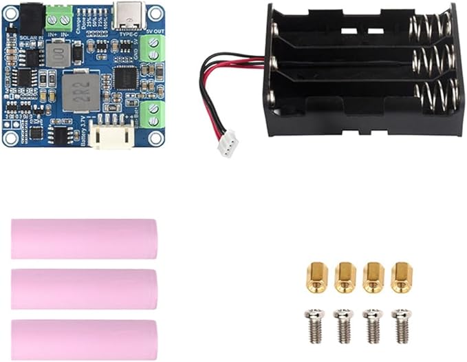 Solar Power Manager Module+3xBattery+Case Supports 6V-24V Solar Panel Blue Type-C 5V/3A Regulated Output Module