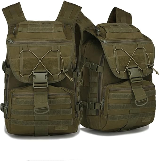 Outdoor Tactical Backpack Military Molle Bag Hiking Daypacks for Camping Trekking Hunting Traveling Motorcycle (Military Green)