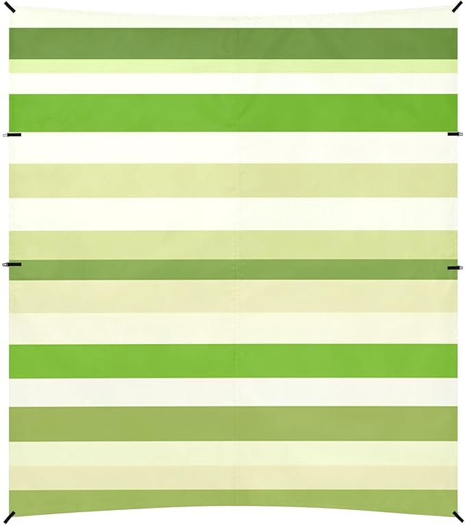 ALAZA Bright Green White and Khaki Stripes Beach Tent Sun Shelter Portable Canopy Sunshade for Outdoor Camping Picnics Backyard Fun 10x9 ft