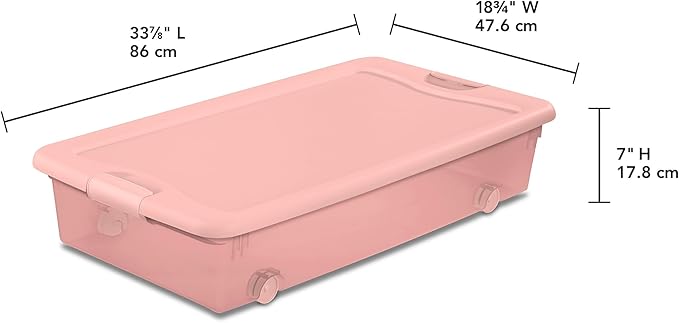 Sterilite 8 Pack Wheeled Under Bed Storage Container 56 Qt Plastic Bin w/Latching Lid for Organization - Clothes &amp Shoes Organizer Pearl Blush Tint