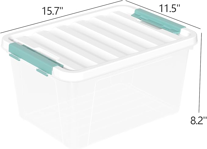 20 Quart Clear Latching Boxes Plastic Storage Bins with Lids Set of 6