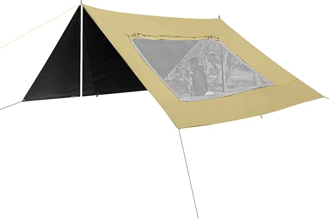 Car Awning – 48x28cm Oxford Mesh Black/Khaki Vehicle Shade Shelter Tailgate Canopy Cover Window Vent Screen | Ideal for Camping Roadside Rest Fishing Lakeside Shade Hiking Trail Breaks Beach