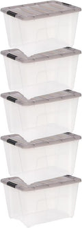 Clear Plastic Storage Bins with Lids Stackable Organizer Boxes for Closet Bedroom and Office (49.1 qt)