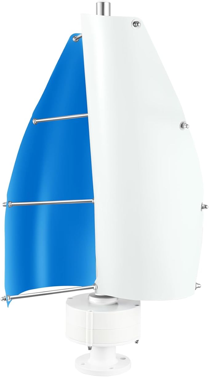 100W Vertical Axis Wind Turbine Generator Permanent Magnet Generator with Intelligent Controller Low Noise Helical Design Windmill for Home Boats Street Lighting