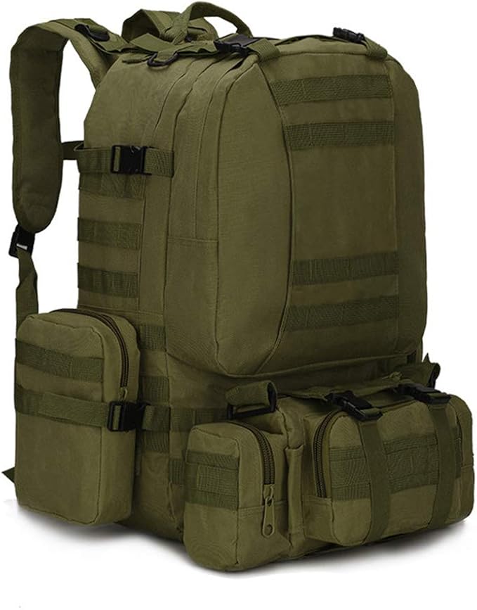 Outdoor Sports Pack Hiking Bag Tactical Rucksack Camo Knapsack Combat Camouflage Molle 55L Tactical Backpack - Green