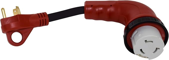 Valterra A10-3050D90VP Mighty Cord 90° Detachable 12 Adapter Cord - 30AM to 50AF Red (Carded)